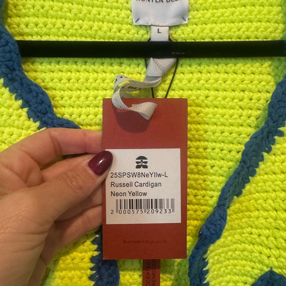Hunter Bell Neon Yellow Cardigan with Blue Accents - Picture 2 of 2